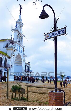 Stock Photograph - Spain, Andalucia, Andalusia, Huelva, Aldea del rocio, El rocio, Rocio. Fotosearch