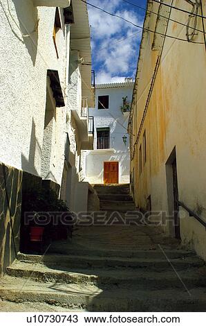 Stock Image - Spain, Andalucia, Andalusia, Granada, Trevelez, House, Houses. Fotosearch