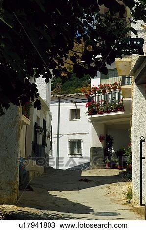 Stock Image - Spain, Andalucia, Andalusia, Granada, Trevelez, House, Houses. Fotosearch