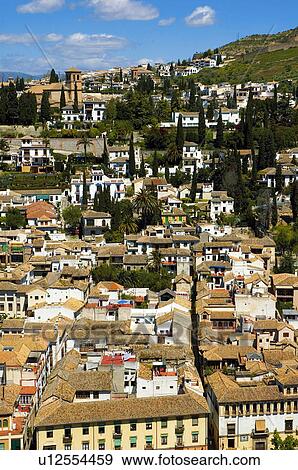 Stock Photo - Spain, Andalucia, Andalusia, Granada, House, Houses, City. Fotosearch
