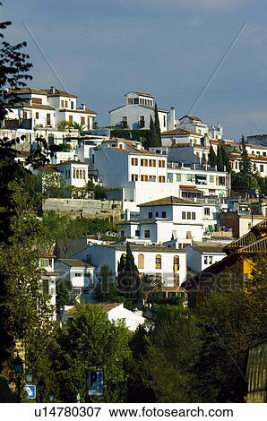 Stock Photo - Spain, Andalucia, Andalusia, Granada, House, Houses, White. Fotosearch