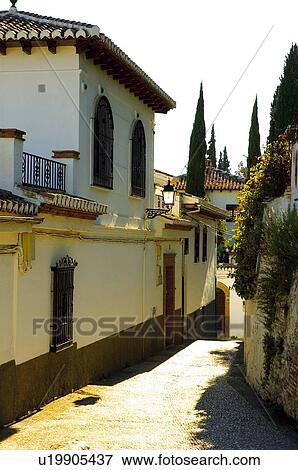 Stock Photo - Spain, Andalucia, Andalusia, Granada, House, Houses, City. Fotosearch