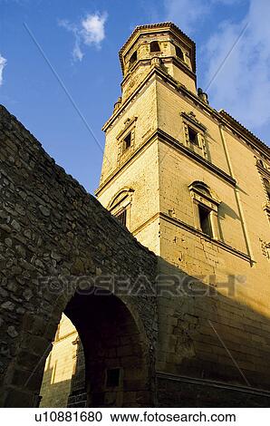 Stock Image - Spain, Andalucia, Andalusia, Jaen, Baeza, Architecture, Tower. Fotosearch