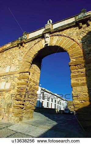 Stock Photograph - Spain, Andalucia, Andalusia, Malaga, Arch, Gate, Pavement. Fotosearch