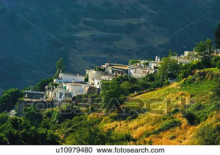 Stock Image - Spanish hillside village. Fotosearch