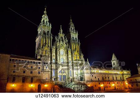 Architecture of a Spanish church at night View Large Photo Image Stock Image - Architecture of a Spanish church at night. Fotosearch