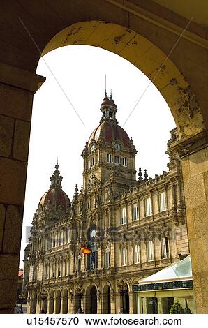 Stock Image - Spain, Galicia, Coruña, A coruña, City, Town, Building. Fotosearch