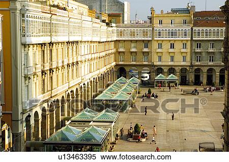 Spain, Galicia, Coruña, A coruña, City, Town, Building View Large Photo Image Stock Photography - Spain, Galicia, Coruña, A coruña, City, Town, Building. Fotosearch
