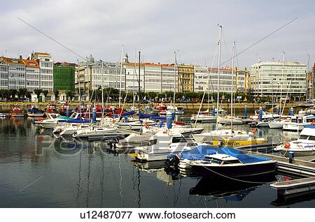 Spain, Galicia, Coruña, A coruña, Harbor, Harbour, Ship View Large Photo Image Stock Photo - Spain, Galicia, Coruña, A coruña, Harbor, Harbour, Ship. Fotosearch