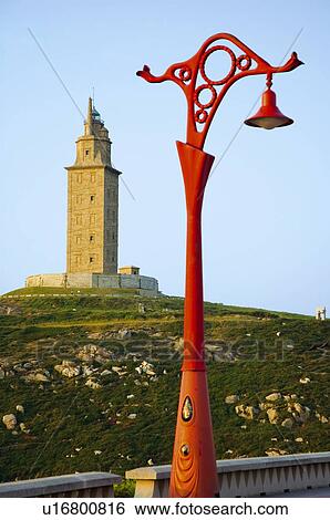 Stock Photograph - Spain, Galicia, Coruña, A coruña, Monument, Tower, Hercules. Fotosearch