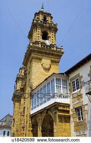 Spain, Galicia, Mondoñedo, Art, Architecture, Belfry, Bell tower View Large Photo Image Stock Photo - Spain, Galicia, Mondoñedo, Art, Architecture, Belfry, Bell tower. Fotosearch