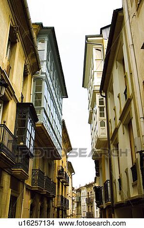 Picture - Spain, Galicia, Mondoñedo, Street, Building, Buildings, House. Fotosearch