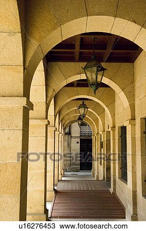 Spain, Galicia, Orense, Art, Architecture, Arcade, Colonnade View Large Photo Image Stock Image - Spain, Galicia, Orense, Art, Architecture, Arcade, Colonnade. Fotosearch