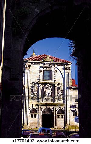 Spain, Galicia, Santiago, Compostela, Santiago compostela, Building, Facade View Large Photo Image Stock Image - Spain, Galicia, Santiago, Compostela, Santiago compostela, Building, Facade. Fotosearch