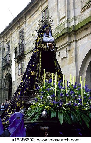 Stock Image - Spain, Galicia, Santiago, Compostela, Santiago compostela, Celebration, Traditional. Fotosearch