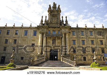 Stock Photograph - Spain, Galicia, Santiago, Compostela, Santiago compostela, Building, San martin pinario. Fotosearch