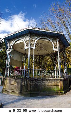 Stock Photography - Spain, Galicia, Santiago, Compostela, Santiago compostela, Park, Kiosk. Fotosearch
