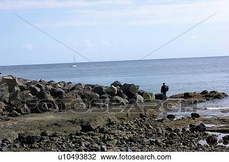 Stock Image - Spain, Canary islands, Island, Islands, Tenerife, Beach, Sea. Fotosearch