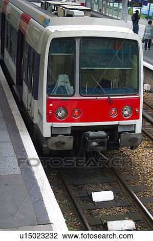 Stock Image - Europe, France, Paris, European city, City, Town, Train. Fotosearch
