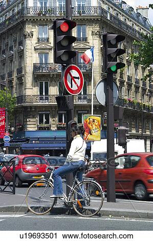 Stock Image - Europe, France, Paris, European city, City, Town, Street. Fotosearch