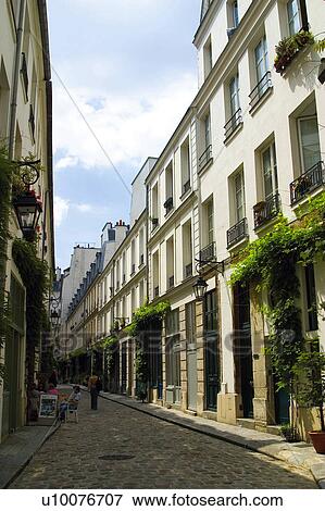 Stock Photo - Europe, France, Paris, European city, City, Town, Sidewalk. Fotosearch