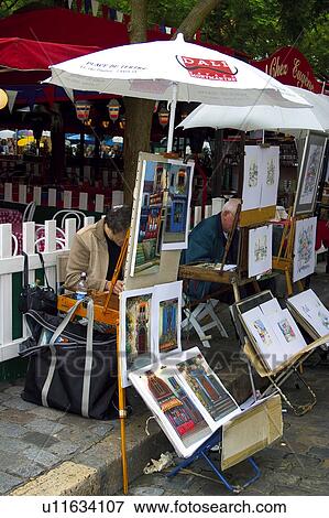 Stock Photo - Europe, France, Paris, European city, City, Town, Montmartre. Fotosearch