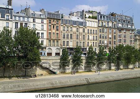 Stock Photo - Europe, France, Paris, European city, City, Town, River. Fotosearch