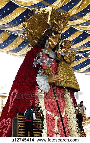 Picture - Spain, Comunidad valenciana, Valencia, Virgin, Fallera, Falleras, Costume. Fotosearch