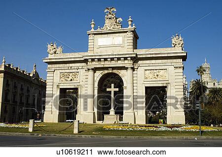 Spain, Comunidad valenciana, Valencia, City, Town, Architecture, Road View Large Photo Image Stock Image - Spain, Comunidad valenciana, Valencia, City, Town, Architecture, Road. Fotosearch