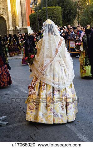 Spain, Comunidad valenciana, Valencia, Fallera, Woman, Costume, Typical View Large Photo Image Stock Image - Spain, Comunidad valenciana, Valencia, Fallera, Woman, Costume, Typical. Fotosearch