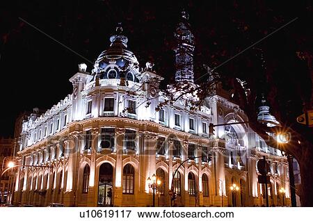 Spain, Comunidad valenciana, Valencia, City, Town, Architecture, Building View Large Photo Image Stock Photo - Spain, Comunidad valenciana, Valencia, City, Town, Architecture, Building. Fotosearch