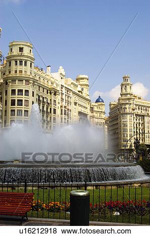 Spain, Comunidad valenciana, Valencia, City, Town, Architecture, Building View Large Photo Image Stock Photo - Spain, Comunidad valenciana, Valencia, City, Town, Architecture, Building. Fotosearch