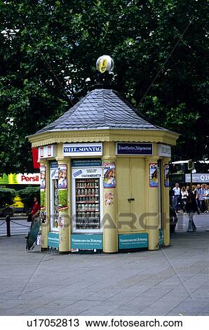 Stock Image - Europe, Germany, European city, City, Town, Berlin, Kiosk. Fotosearch
