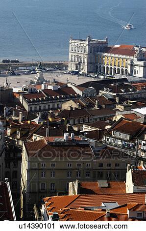 Stock Image - Europe, European city, Portugal, Lisboa, City, Town, Building. Fotosearch