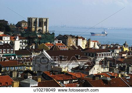 Europe, European city, Portugal, Lisboa, City, Town, Building View Large Photo Image Stock Photo - Europe, European city, Portugal, Lisboa, City, Town, Building. Fotosearch