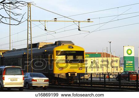 Stock Photo - Europe, European city, Portugal, Lisboa, City, Town, Transport. Fotosearch