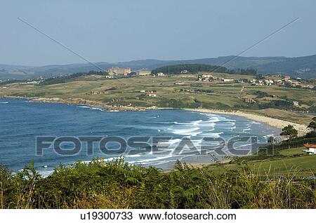 Stock Image - Spain, Cantabria, Oyambre, Nature, Landscape, Sea, Ocean. Fotosearch