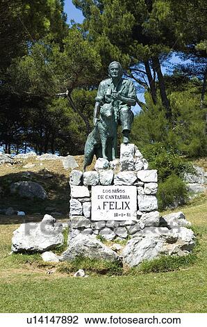 Stock Image - Spain, Cantabria, Santander, City, Town, Statue, Pedestal. Fotosearch