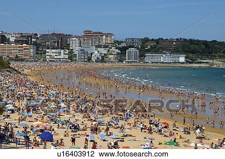 Spain, Cantabria, Santander, City, Town, Beach, Sand View Large Photo Image Stock Image - Spain, Cantabria, Santander, City, Town, Beach, Sand. Fotosearch