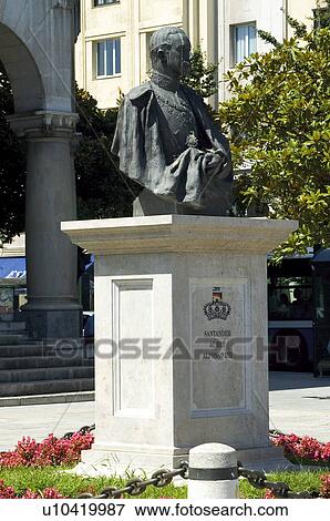Spain, Cantabria, Santander, City, Town, Statue, Pedestal View Large Photo Image Stock Photo - Spain, Cantabria, Santander, City, Town, Statue, Pedestal. Fotosearch