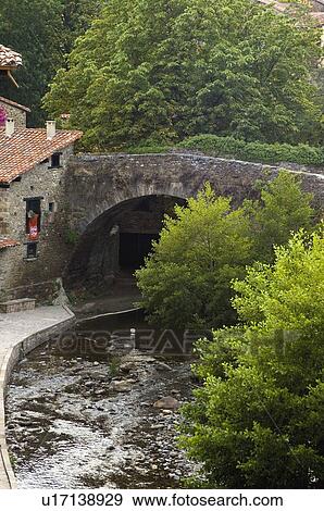 Stock Photo - Spain, Cantabria, Santander, Potes, Village, Typical, Typical village. Fotosearch