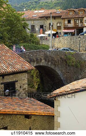 Stock Photography - Spain, Cantabria, Santander, Potes, Village, Typical, Typical village. Fotosearch