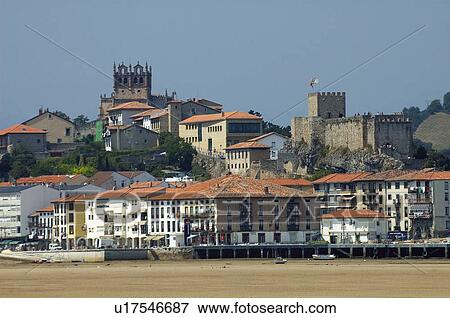 Stock Photo - Spain, Cantabria, Santander, San vicente barquera, Village, House, Houses. Fotosearch