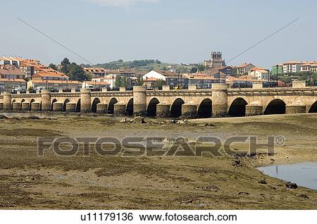 Stock Photograph - Spain, Cantabria, Santander, San vicente barquera, Village, House, Houses. Fotosearch
