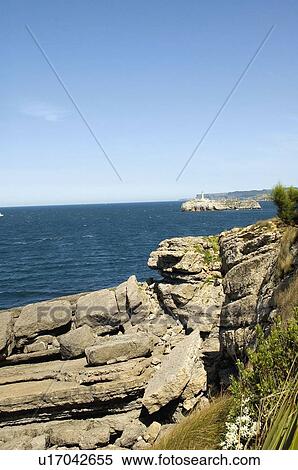 Spain, Cantabria, Santander, Sea, Ocean, Atlantic ocean, Rock View Large Photo Image Stock Photography - Spain, Cantabria, Santander, Sea, Ocean, Atlantic ocean, Rock. Fotosearch
