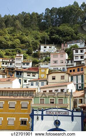 Spain, Asturias, Cudillero, City, Town, House, Houses View Large Photo Image Stock Image - Spain, Asturias, Cudillero, City, Town, House, Houses. Fotosearch