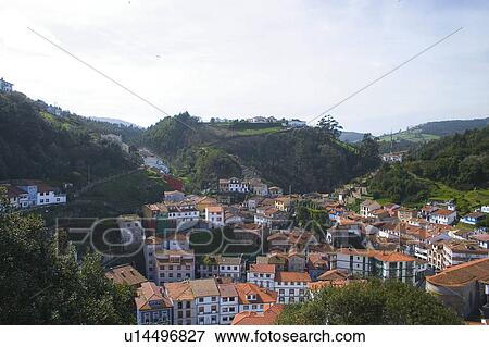 Spain, Asturias, Cudillero, City, Town, House, Houses View Large Photo Image Stock Photo - Spain, Asturias, Cudillero, City, Town, House, Houses. Fotosearch