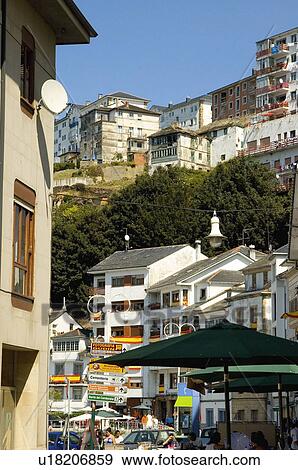 Spain, Asturias, Cudillero, City, Town, Building, Buildings View Large Photo Image Stock Photo - Spain, Asturias, Cudillero, City, Town, Building, Buildings. Fotosearch