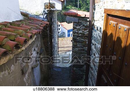 Spain, Asturias, Cudillero, City, Town, House, Street View Large Photo Image Stock Photo - Spain, Asturias, Cudillero, City, Town, House, Street. Fotosearch