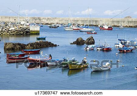 Spain Asturias Cudillero Sea Port Harbour Boat Stock Photo U Fotosearch